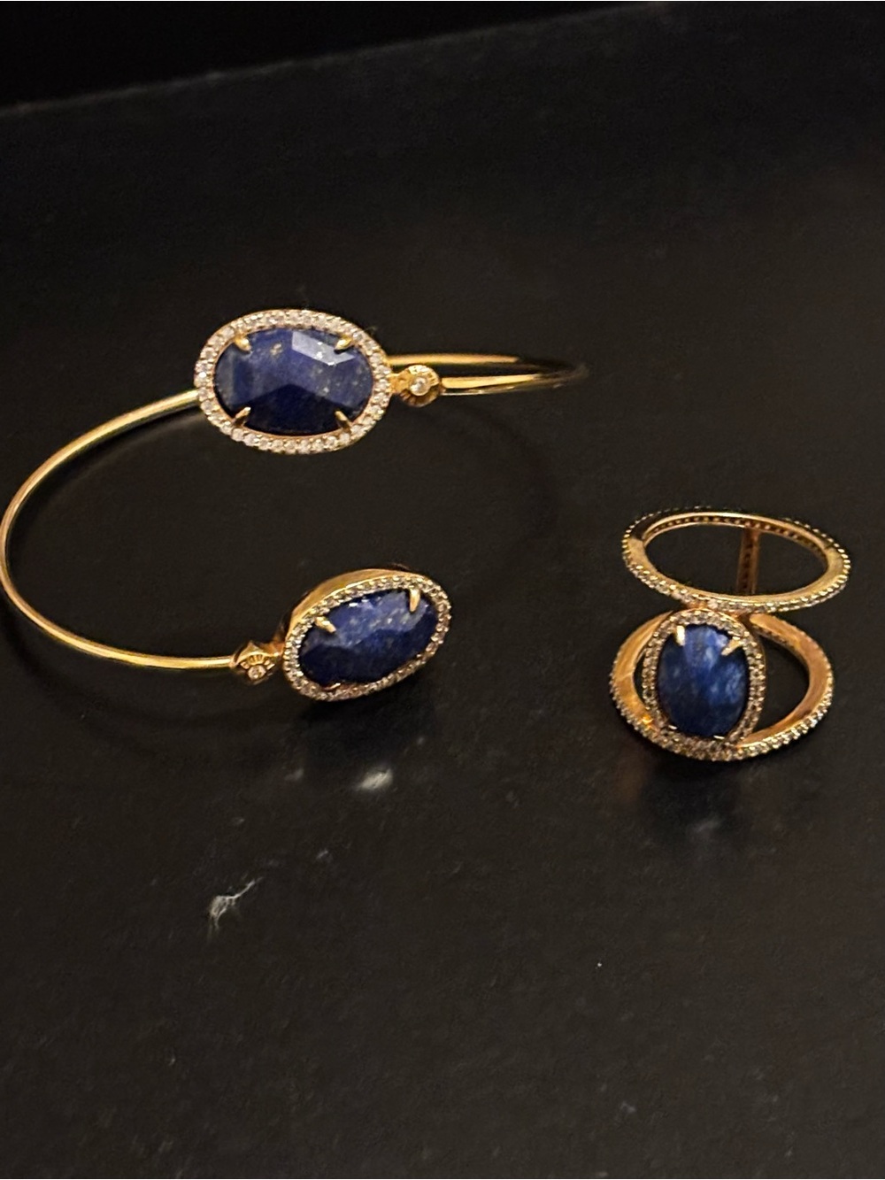 henri bendel LUXE Natural Lapis  Lazuli Pave’ Bracelet & Ring
